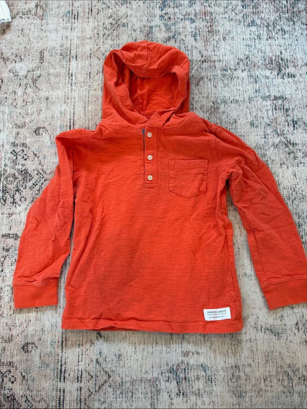 Carter's Orange Hooded Henley Sweatshirt